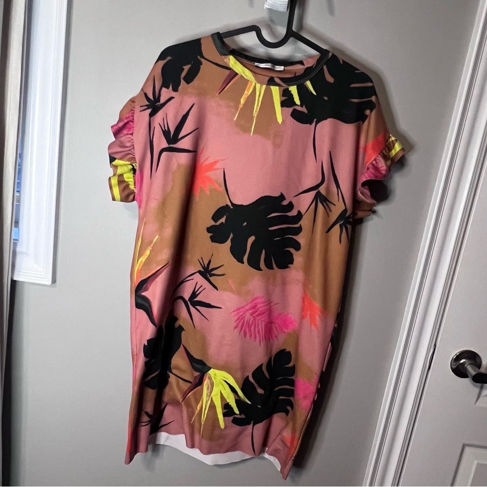 Tropical Print Pink Dress
